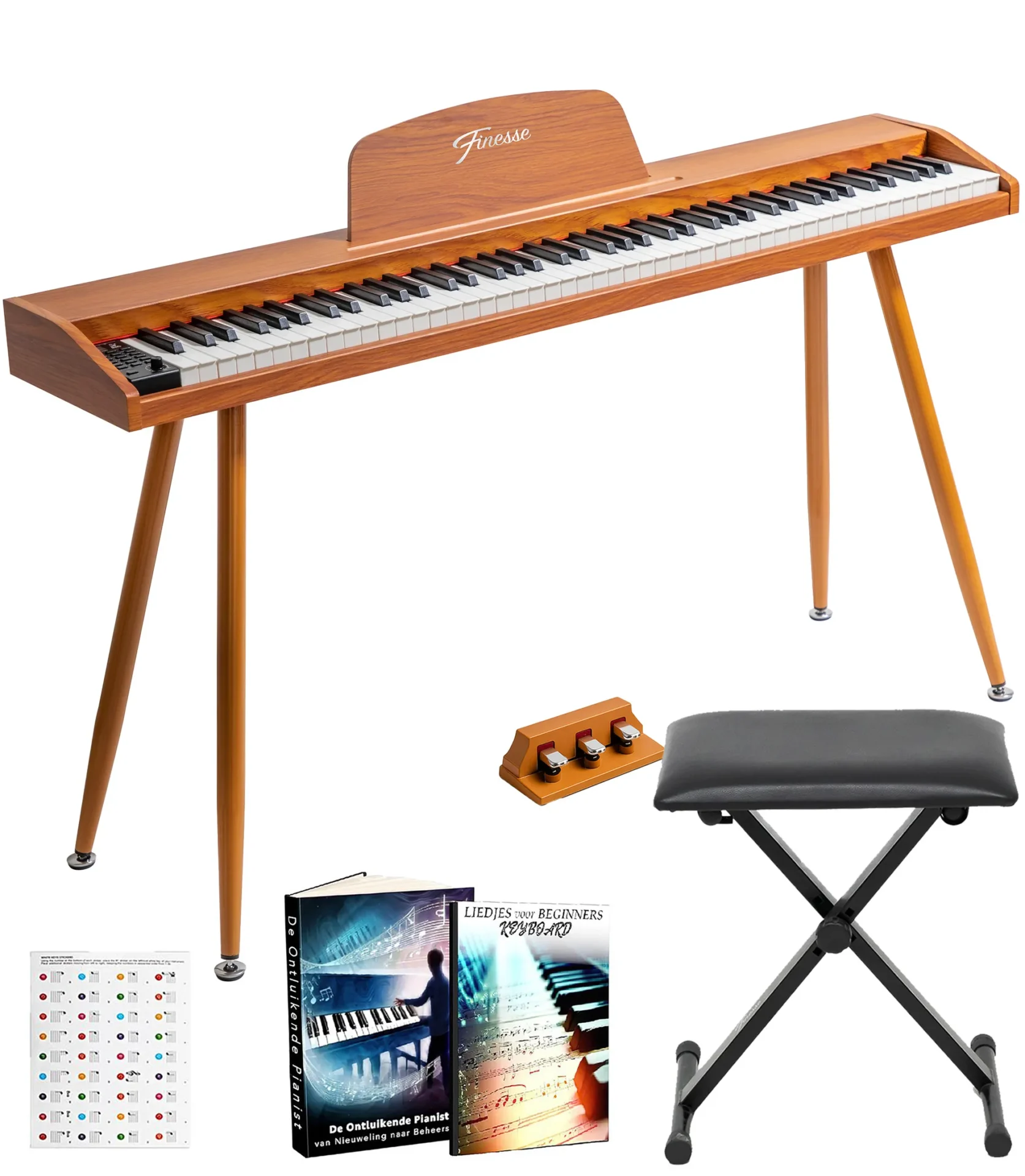 digitale piano met poten, pedalen en pianokruk athens