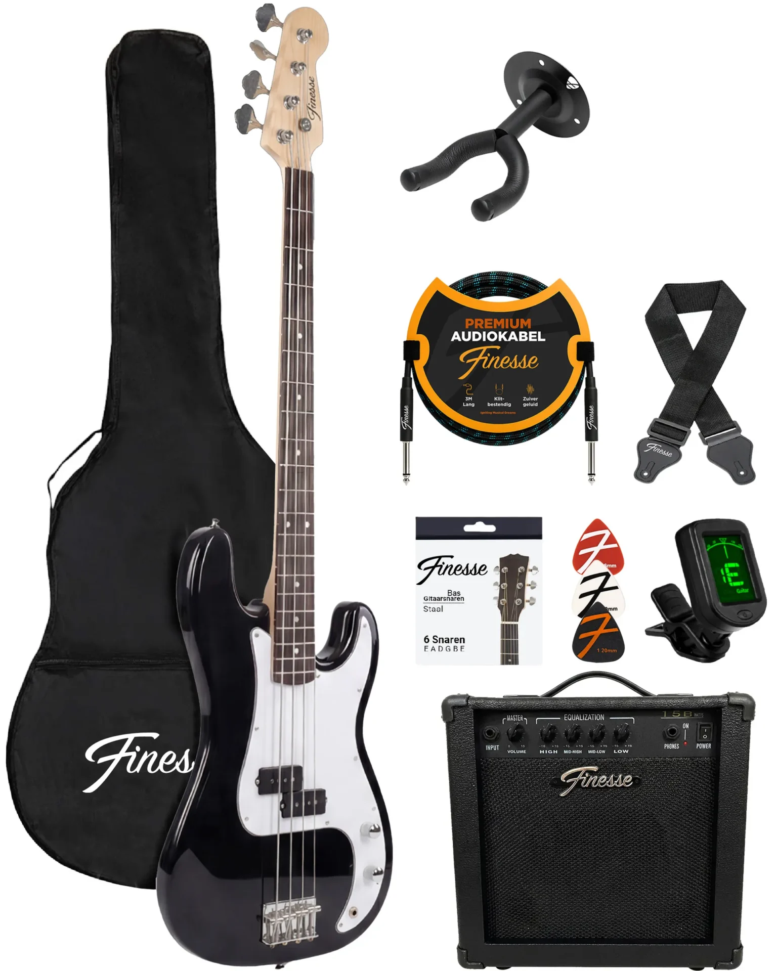 elektrisch basgitaar starterset – denver zwart