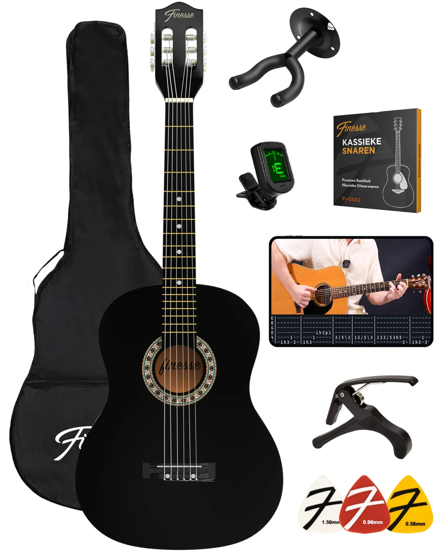 klassieke gitaar starterset – granada zwart